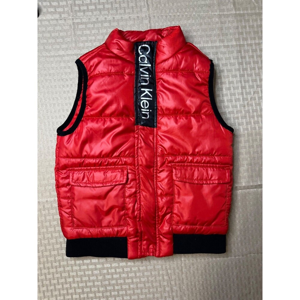 Calvin Klein Puffer Vest Red Full Zip Red and Black Baby Boy’s Size 3T